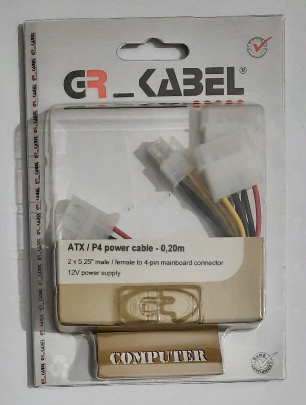 ATX / P4 Stromversorgungskabel (2x Molex auf 4-pol. Mainboard, 0.20m)