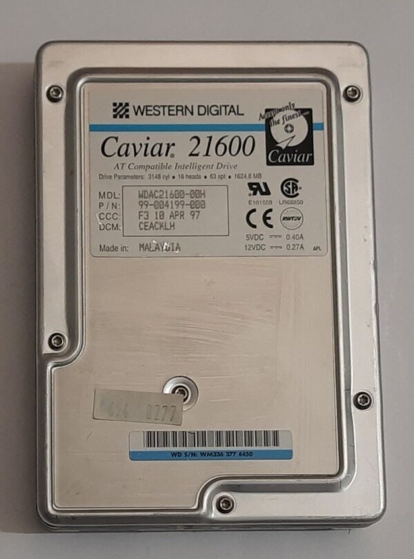Western Digital Caviar 21600 IDE Festplatte (1624MB, 1.6GB, 1997)