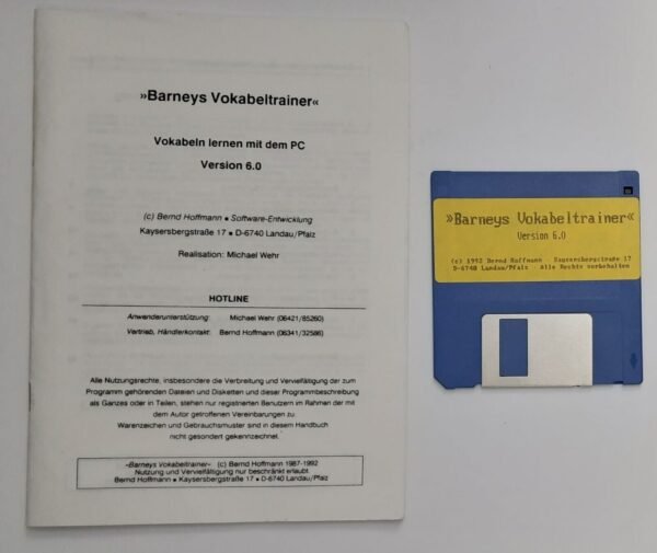 Barneys Vokabeltrainer 6.0 Diskette (MS-DOS, retro, 1992)