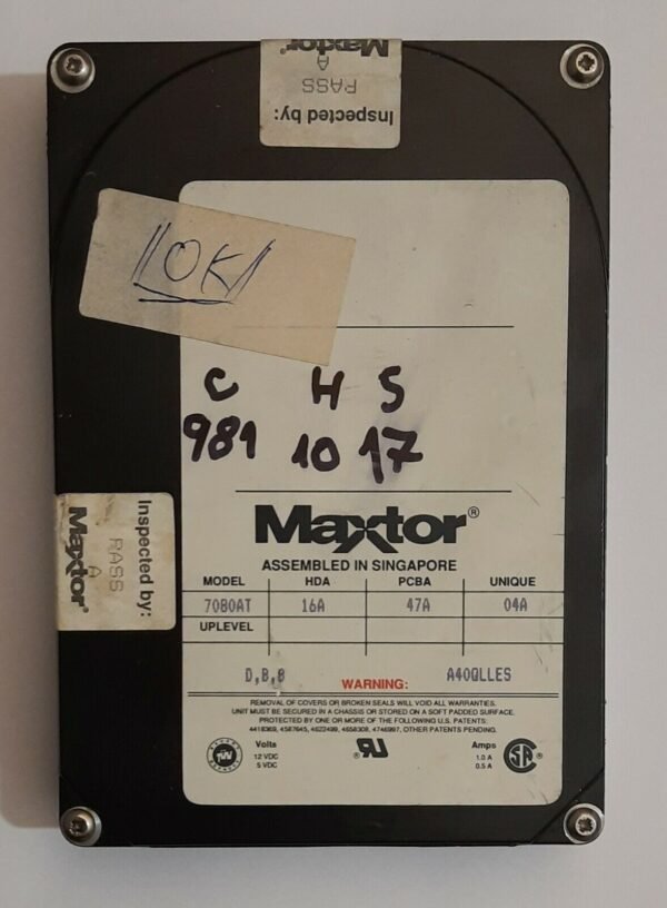 Maxtor 7080AT IDE Festplatte (80MB, retro, 1992)
