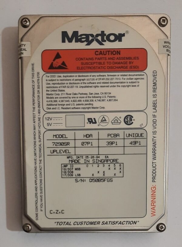 Maxtor 7290SR SCSI Festplatte (290MB, 50-pol., 1994)