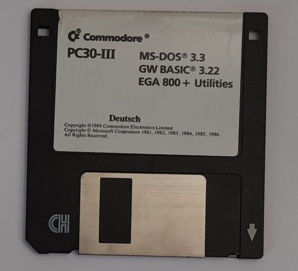 Commodore PC30-III Diskette (MS-DOS 3.3, GW BASIC, EGA 800+ Utilities)
