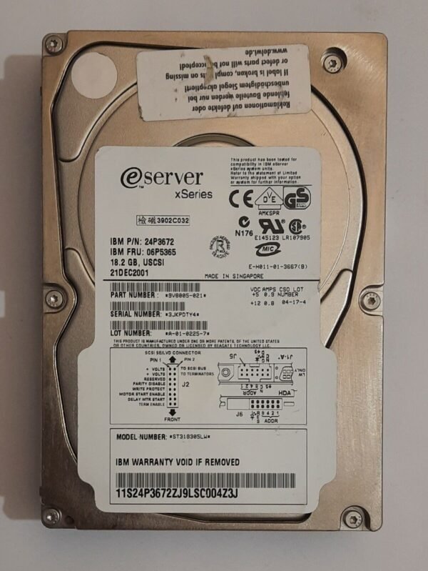 Seagate ST318305LW SCSI Festplatte (68-pol., 18GB, IBM 06P5365, retro, 2001)