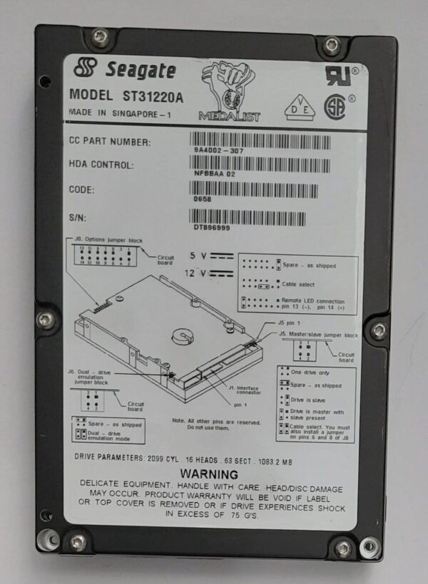 Seagate ST31220A IDE Festplatte (1083MB, 1GB, retro, 1995)