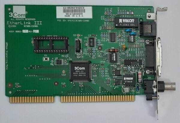 3COM EtherLink III 3C509B-COMBO ISA Netzwerkkarte (BNC, Koax, RJ45, 1992)