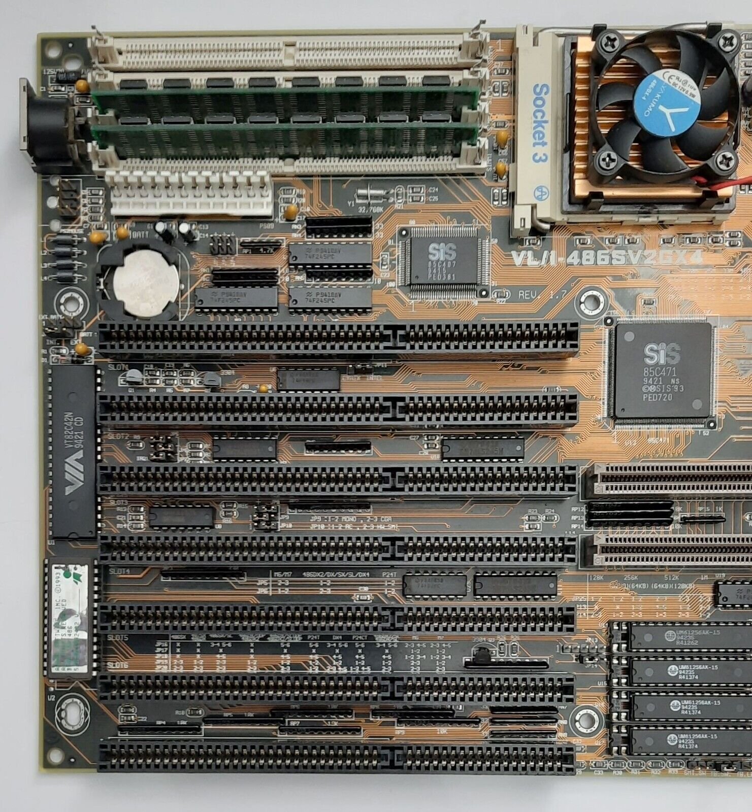 ASUS VL/I-486SV2GX4 Rev 1.7 VLB retro Mainboard + Intel 80486DX4 100MHz + 32MB - Image 2