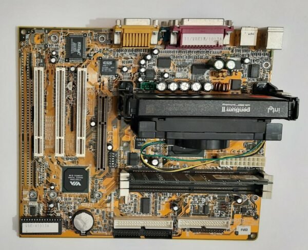 Biostar M6VBE-A Slot 1 AGP Mainboard + Intel Pentium II 400MHz + 128MB SD-RAM