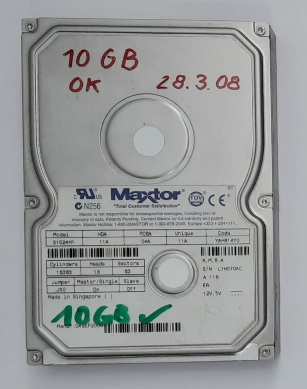 Maxtor 31024H1 IDE Festplatte (10GB, retro, 2000)