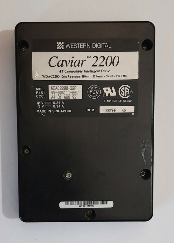 Western Digital Caviar 2200 IDE Festplatte (212MB, retro, 1992)