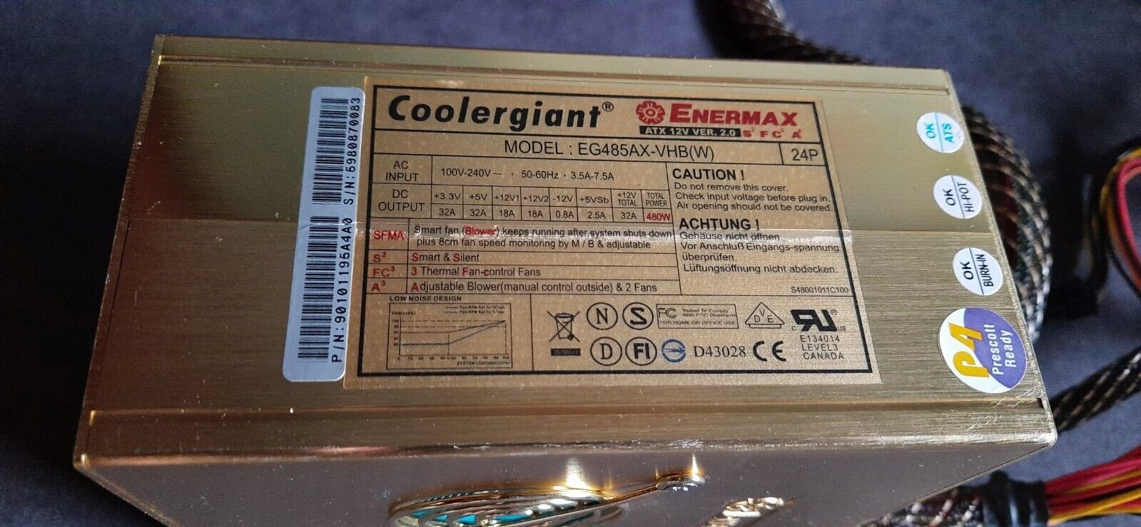 Enermax Coolergiant EG485AX-VHB(W) 480W Retro ATX Netzteil - Image 2