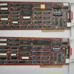 2x ENET AMD LANCE ISA Netzwerkkarte (BNC, Koax, Am7990, rot, retro, 1988)