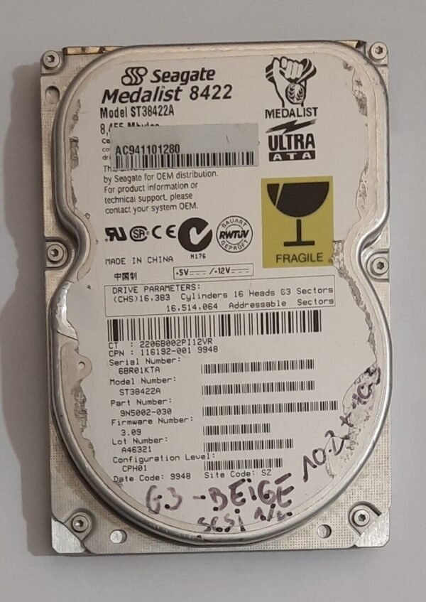 Seagate ST38422A IDE Festplatte (Medalist 8422, 8.6GB, 1999)