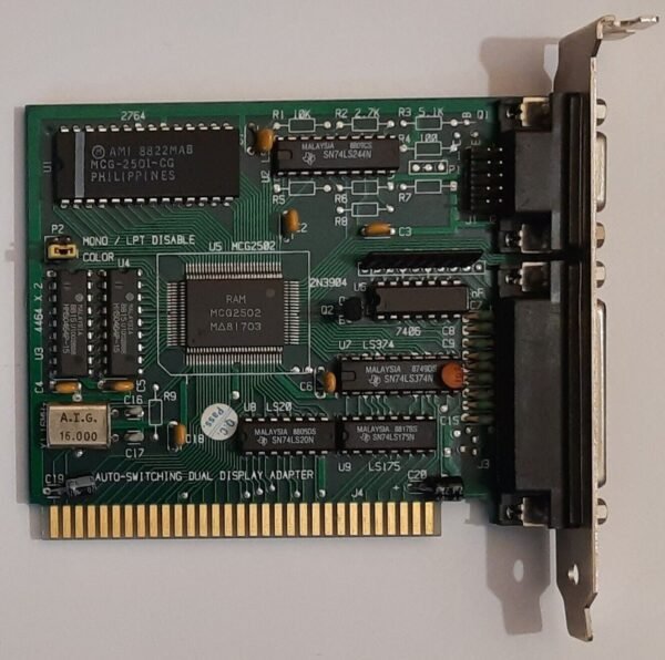 Mazovia 1016 8-bit ISA Grafikkarte (CGA, HGC, monochrom, MCG2502, retro, 1988)