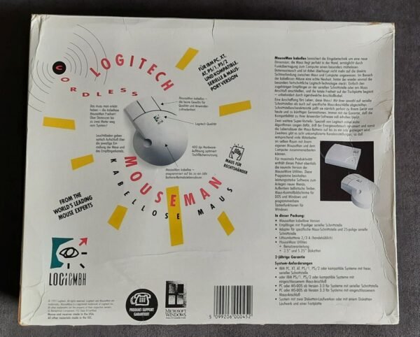 Logitech M-RA12 Cordless Mouseman (RS232, seriell, kabellos 1991, retro, NOS) - Image 8