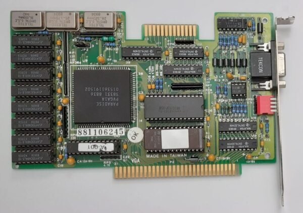 V-1A64 8-bit ISA VGA Grafikkarte (Paradise PVGA1A, 256KB, retro, 1989)