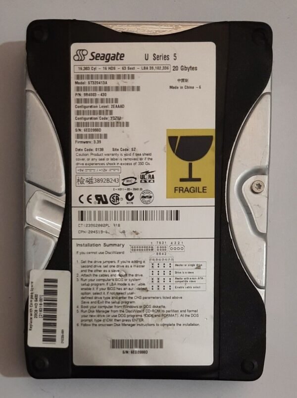 Seagate ST320413A IDE Festplatte (U Series 5, 20GB, retro, 2001)