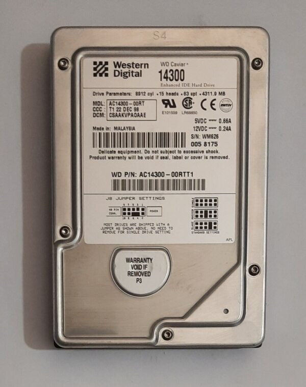 Western Digital Caviar 14300 IDE Festplatte (4311MB, 4.3GB, retro, 1999)