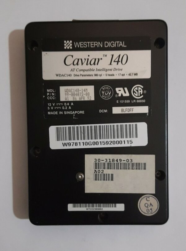 Western Digital Caviar 140 IDE Festplatte (42MB, 1992)