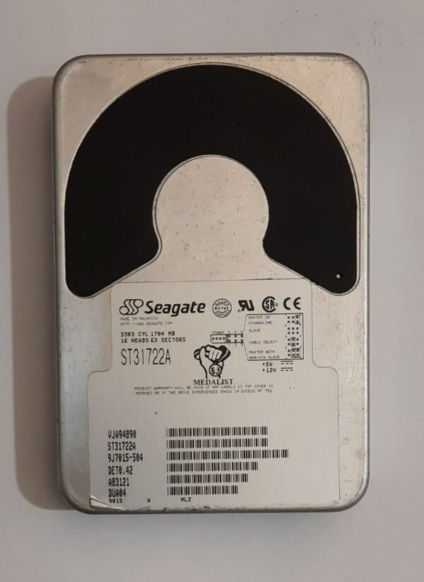 Seagate ST31722A IDE Festplatte (Medalist, 1704MB, 1.7GB, retro, 1998)