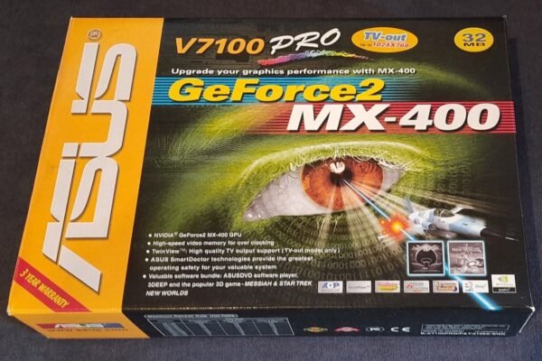 ASUS V7100 Pro AGP Grafikkarte (nvidia GeForce2 MX-400, 32MB, 2001, retro, OVP)