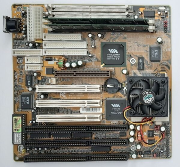 Shuttle HOT-591P Super Sockel 7 ISA AGP Mainboard + AMD K6-2 400MHz + 192MB RAM