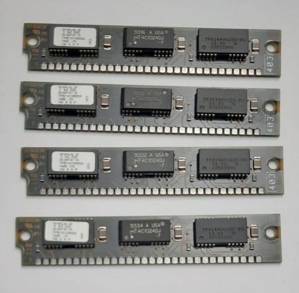 4x 1MB 30-pin SIMM RAM (IBM TPBA10900A, Micron, 70ns, retro, 1993) - Image 2