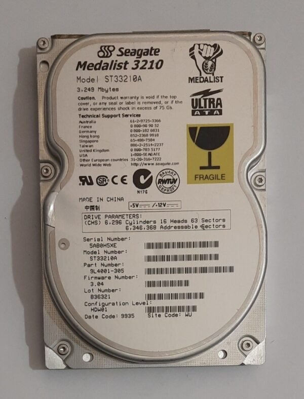 Seagate ST33210A IDE Festplatte (Medalist 3210, 3.2GB, 1999)