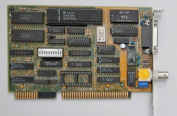 SUPERLAN-2 ISA Netzwerkkarte (BNC, Koax, DP8390DN, retro, 1991)