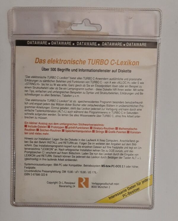 Das elektronische TURBO C-Lexikon (5,25" Diskette, Rossipaul Verlag) - Image 2