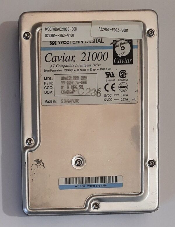 Western Digital Caviar 21000 IDE Festplatte (1083MB, 1GB, retro, 1995)