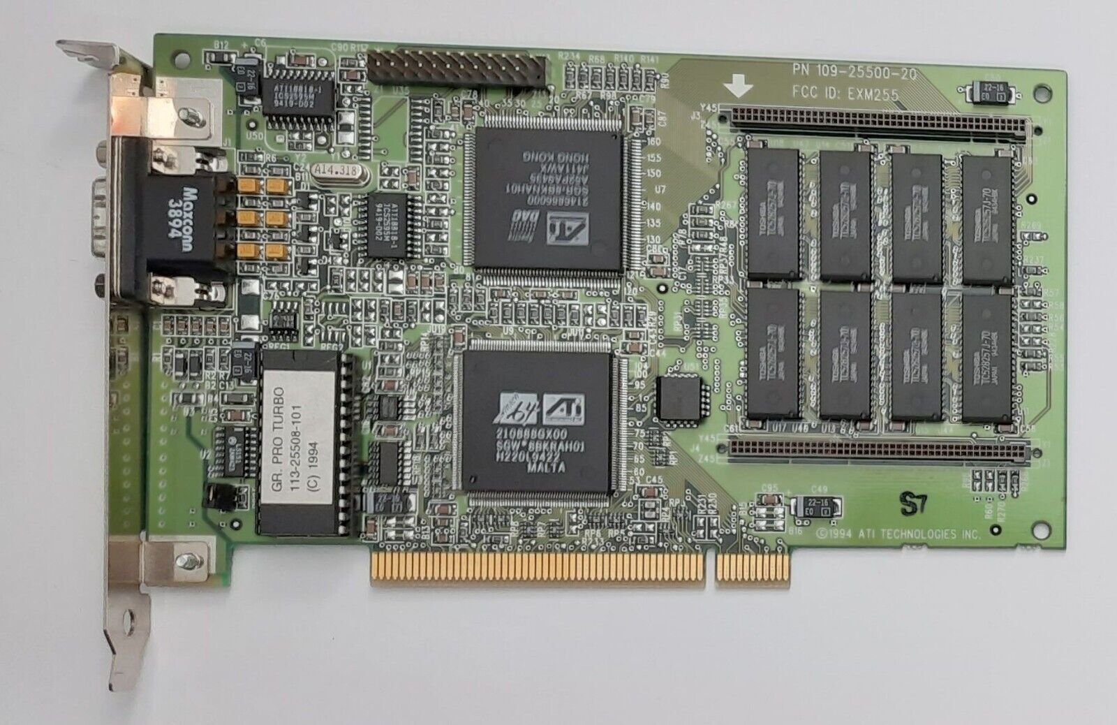 ATI Graphics Pro Turbo PCI Grafikkarte (ATI Mach64GX, 2MB, EXM255, retro, 1994)