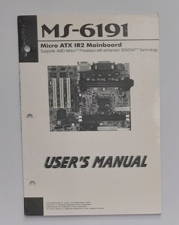 MSI MS-6191 Micro ATX IR2 Slot 1 Mainboard User's Manual / Handbuch