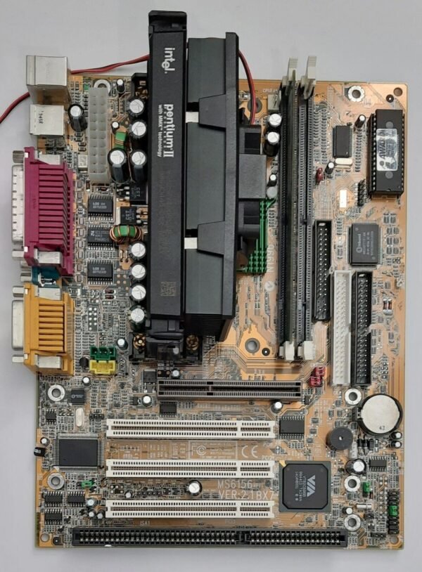 MSI MS-6156VA Slot 1 ISA retro Mainboard + Pentium II 400MHz + 64MB SD-RAM - Image 2