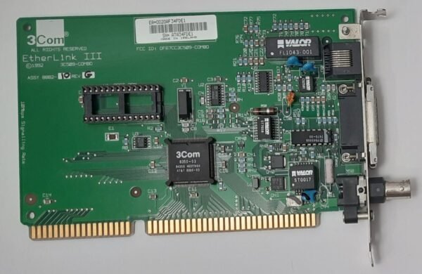 3COM EtherLink III 3C509B-COMBO ISA Netzwerkkarte (BNC, Koax, RJ45, retro, 1994)