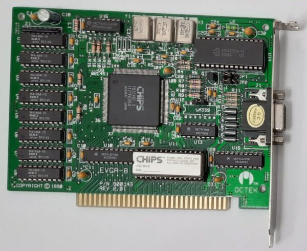 Octek EVGA-8 8-bit ISA VGA Grafikkarte (CHIPS F82C451, 256KB, retro, 1990)