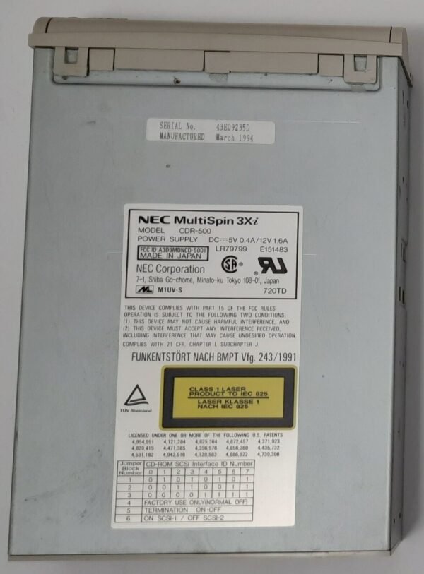 NEC Multispin 3Xi CDR-500 3x SCSI CD-ROM-Laufwerk (1994) + Caddy - Image 2