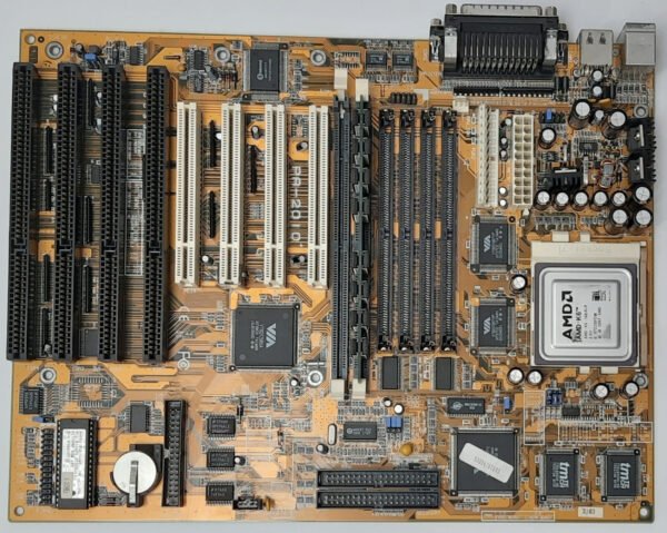 FIC PA-2010+ ISA AT/ATX retro Sockel 7 Mainboard + AMD K6 166MHz + 32MB EDO-RAM