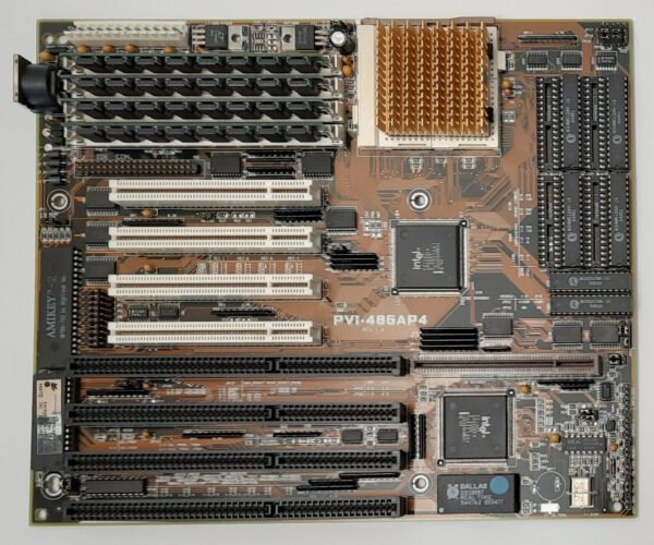 ASUS PVI-486AP4 VIP VLB ISA PCI 486 retro Mainboard + Intel 486DX2 66MHz + 16MB
